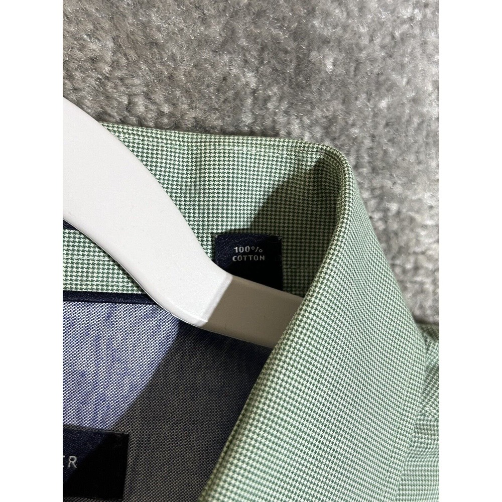 Tommy Hilfiger Shirt Mens Size 18 Slim Fit Button Up‎ Green Mini Check Cotton - Picture 5 of 10